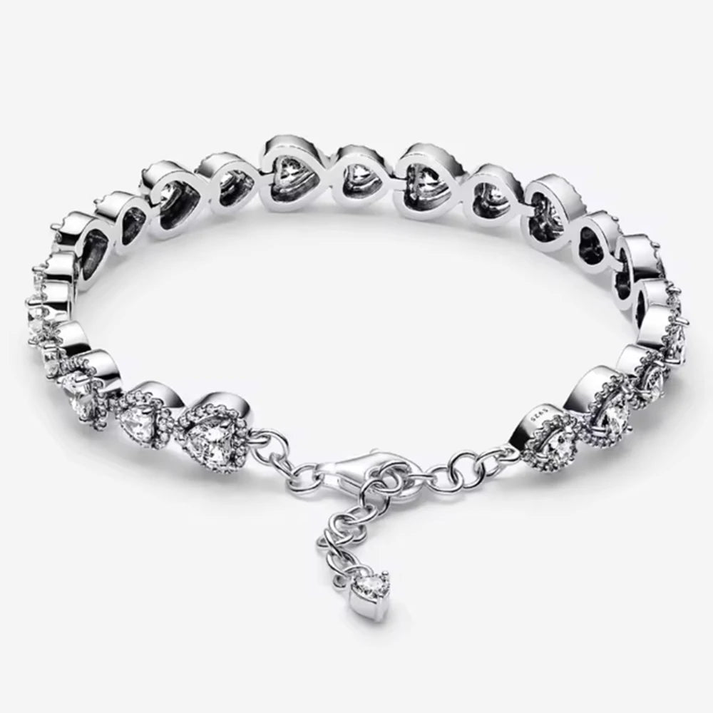 Potdemiel 925 Sterling Silver Charm Bracelet — Elegant Multi-Color Zircon Jewelry