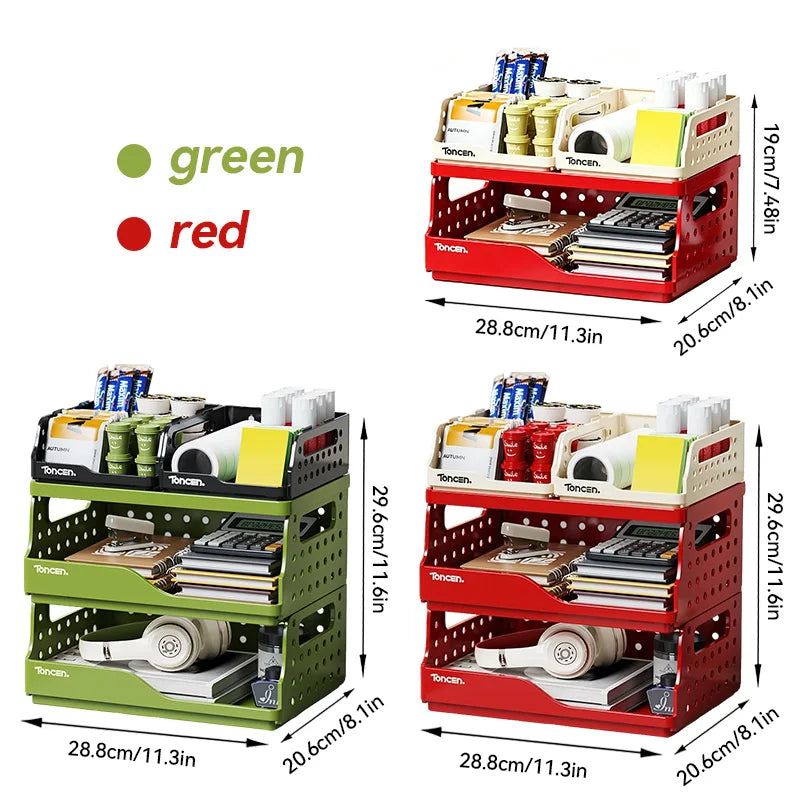 Stackable 3-Tier Desk Organizer — Multi-Compartment Office Storage