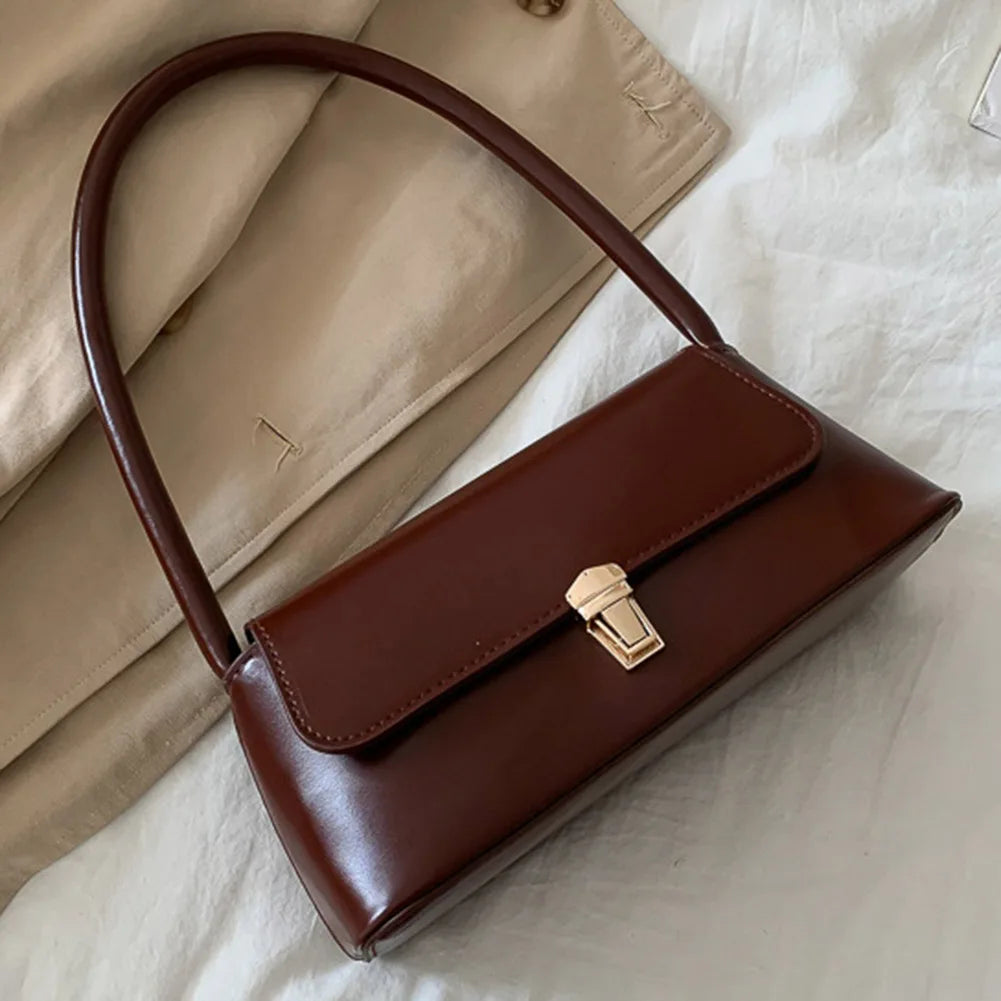 Women's Vintage PU Leather Shoulder Bag — Trendy Underarm Handbag
