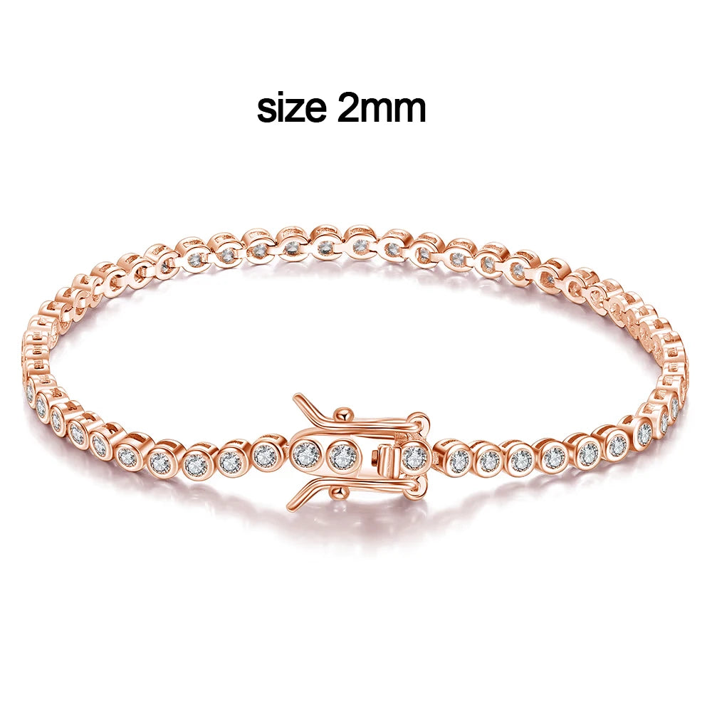 knobspin Moissanite Tennis Bracelet — D VVS1 Round Cut Sterling Silver