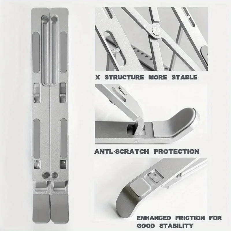 Adjustable Aluminum Laptop Stand — Ergonomic 6-Level Height Support
