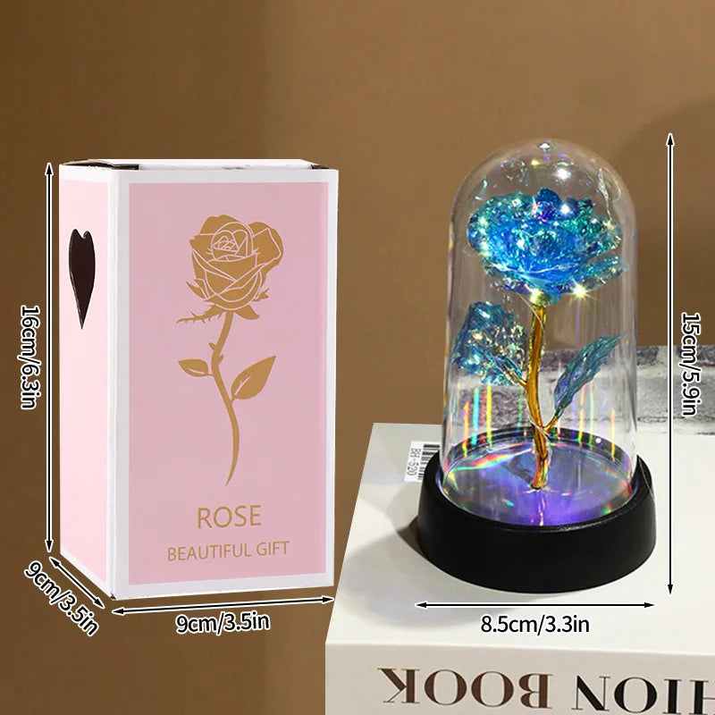 Eternal Rose in Glass Dome — LED Light Decorative Flower Gift