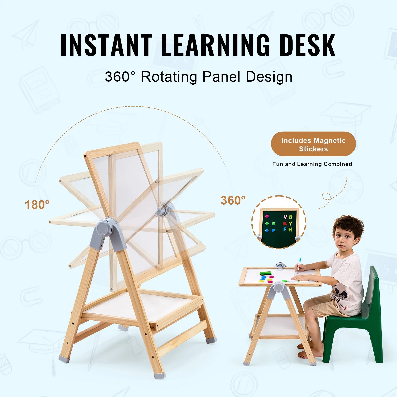 SucceBuy Standing Magnetic Drawing Board — 2-in-1 Art Easel & Study Desk