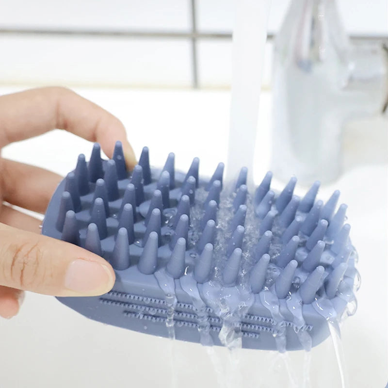 Silicone Pet Bath Brush — Ergonomic Grooming & Hair Removal Tool