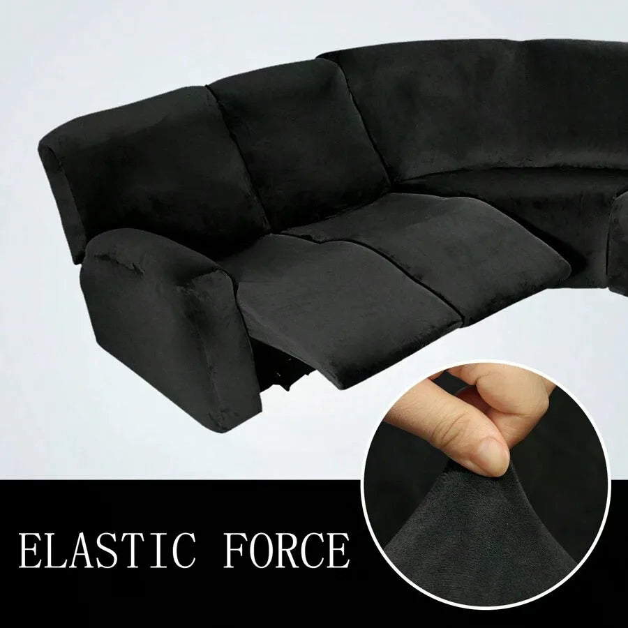Velvet L-Shape Sofa Cover — Stretch Sectional Slipcover for Corner Couches