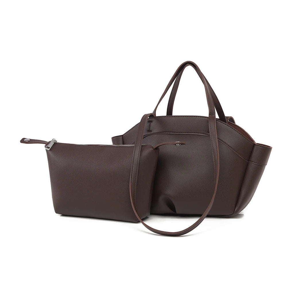 Structured Boat-Shaped Tote Bag — Elegant Handbag with Dual Carry Styles