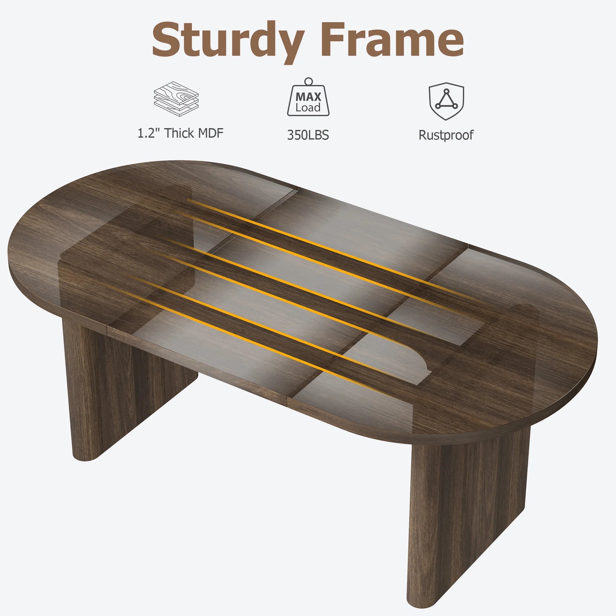 Modern Farmhouse Oval Dining Table — Spacious Wooden Base for 4-8 People