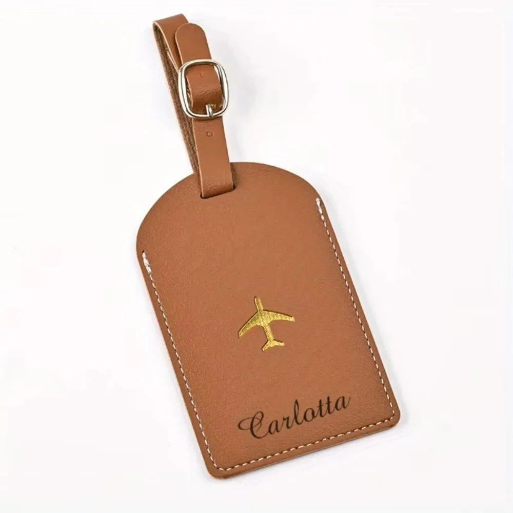 Personalized Custom Name Luggage Tag — Stylish PU Leather Baggage Identifier