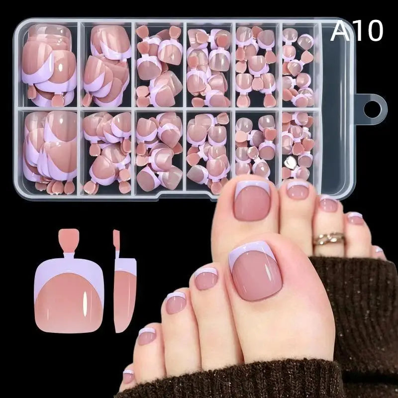 JCSYFAC Press On Toenails — 120 Piece Full Cover Set, Short Square Style