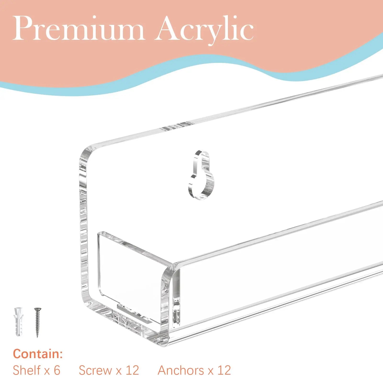 Clear Acrylic Nail Polish Wall Rack — Floating Display Shelves for Organization