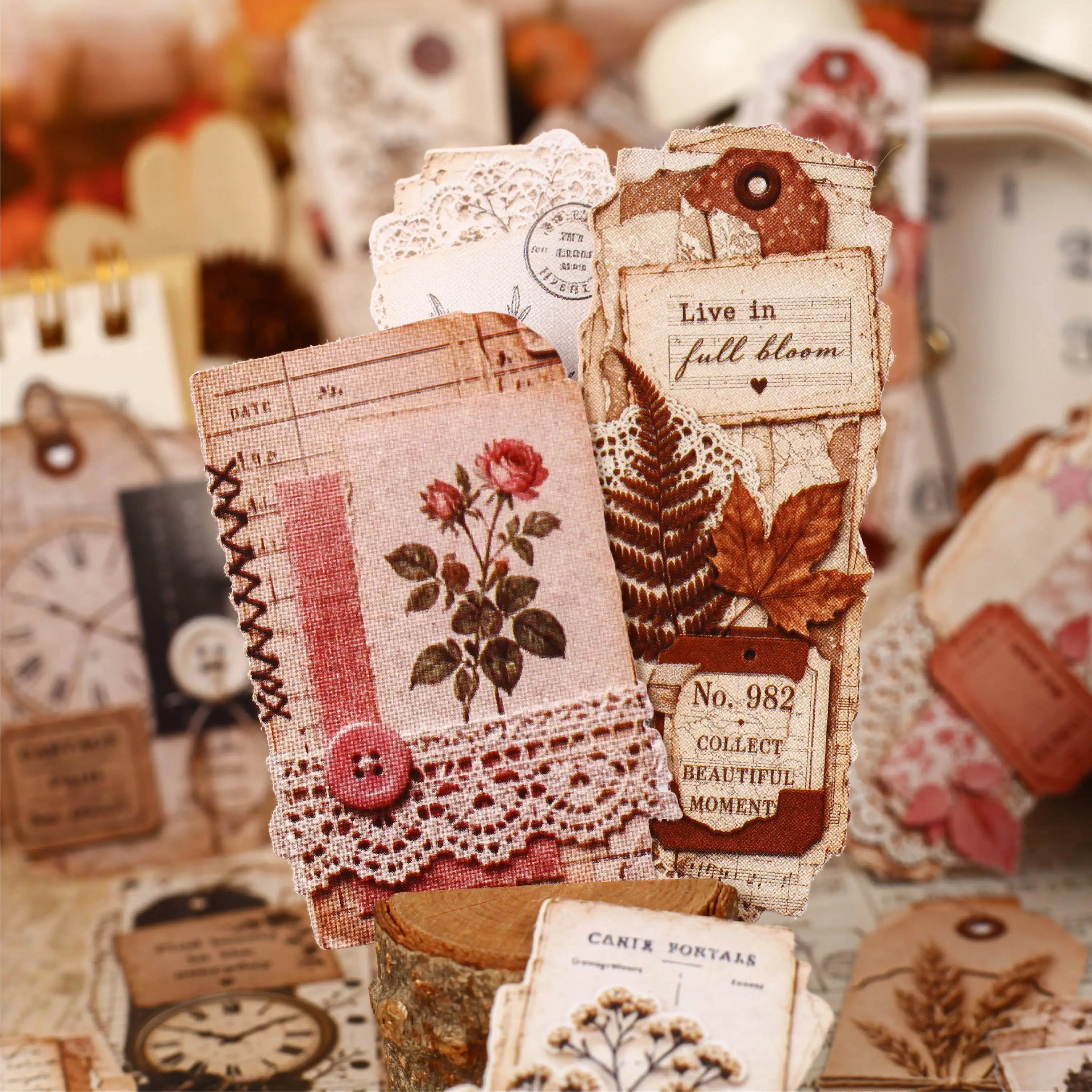 Dried Flower Plant Label Stickers — Decorative Adhesive for Junk Journals