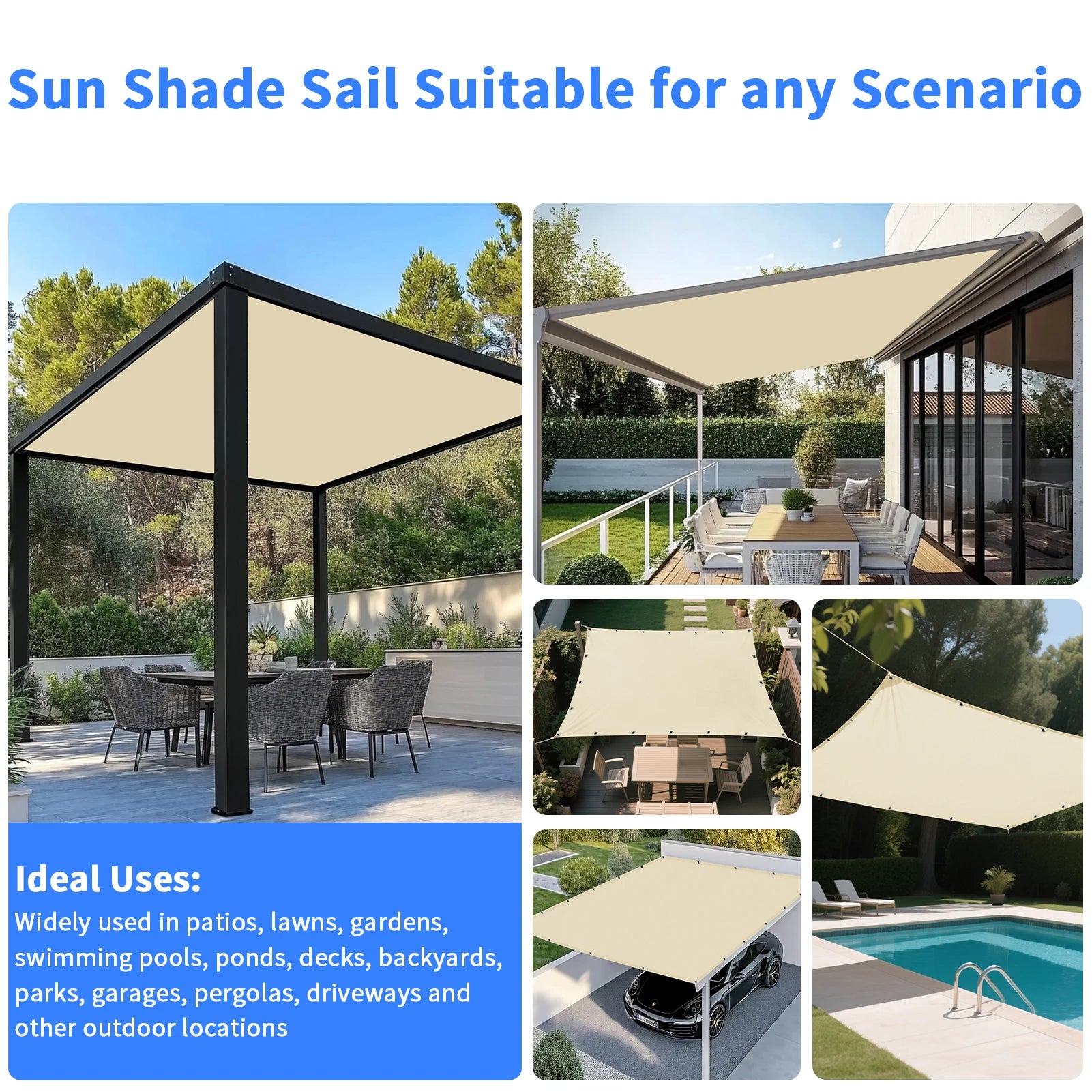 Waterproof Shade Sail — UV Block Outdoor Canopy for Patio & Garden