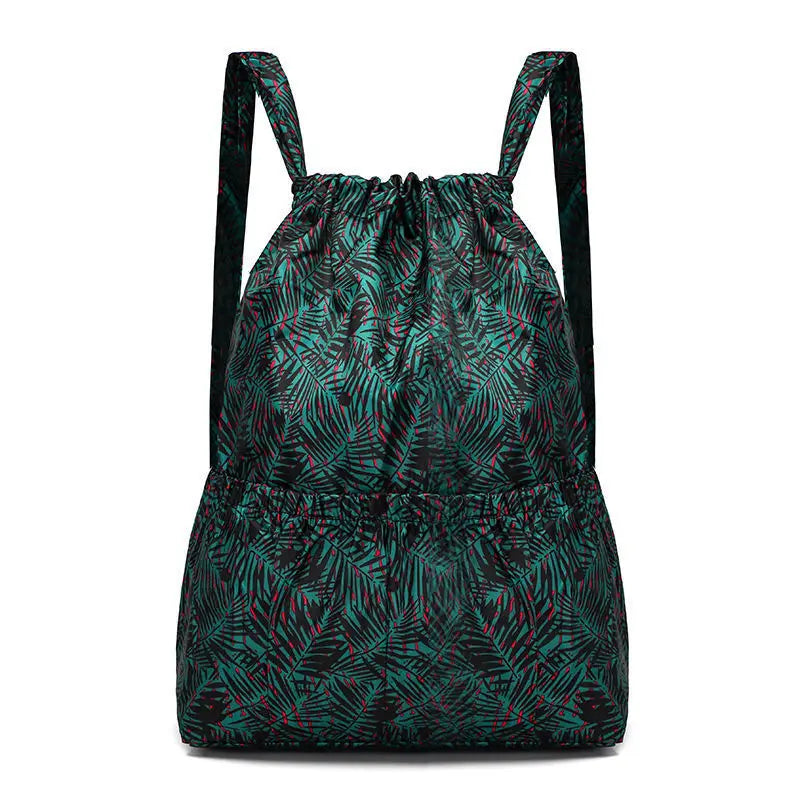 Large Capacity Drawstring Backpack — Waterproof Nylon Shoulder Bag