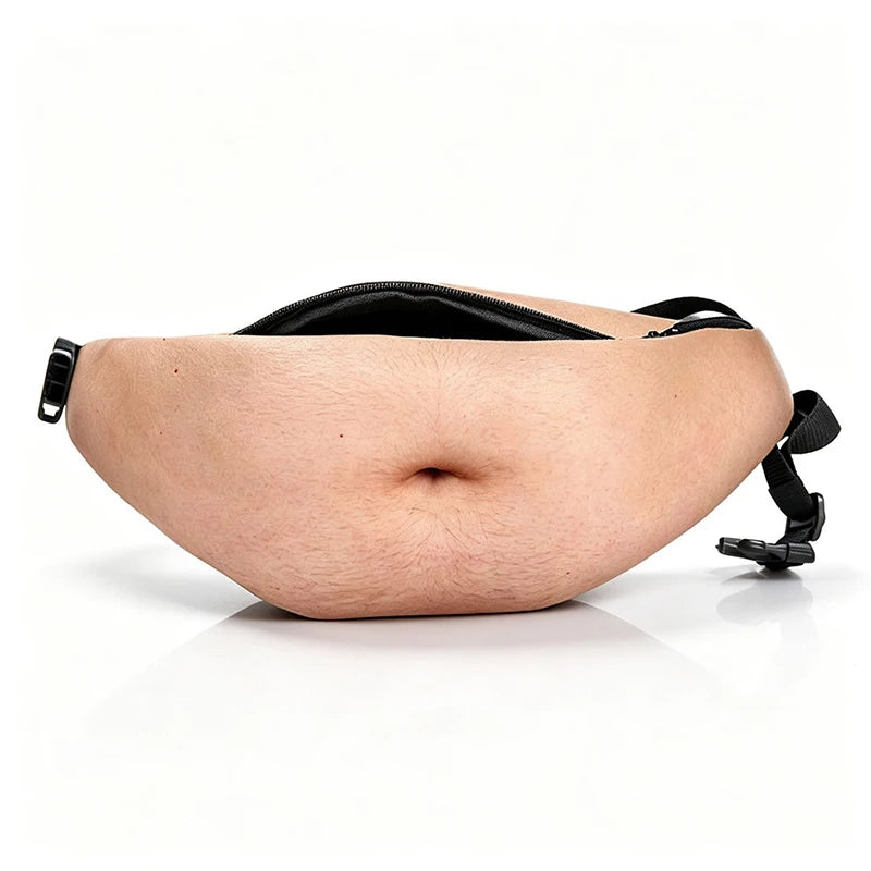 Funny Novelty Fake Belly Waist Pack — Humorous Simulation Dad Bod Gag Gift