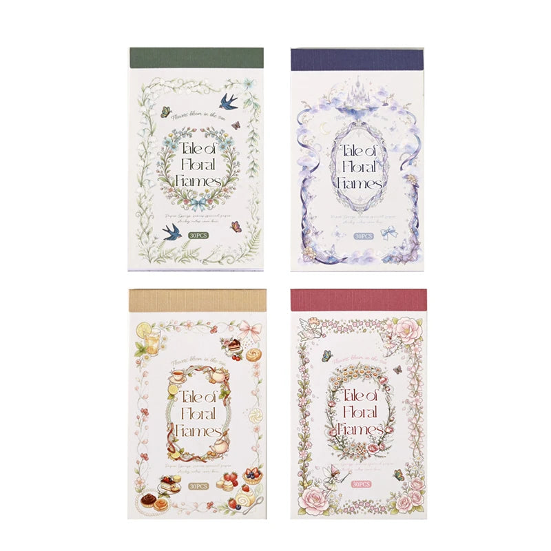 Flower Border Sticker Sheets — Decorative Scrapbooking Material for Journals