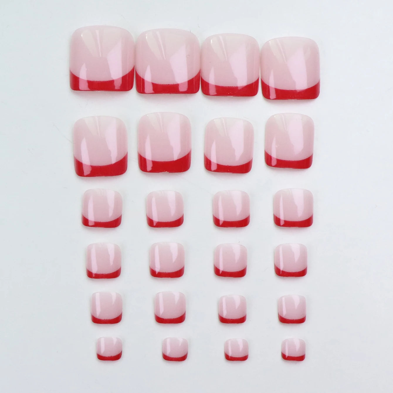 96-Piece French Tip Press On Toenails — Square Acrylic Artificial Nail Set