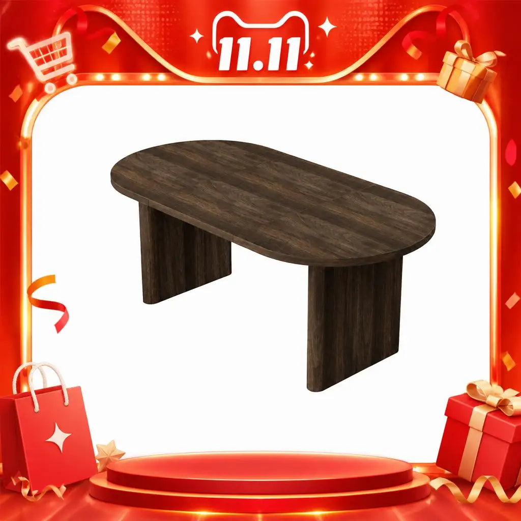 Modern Farmhouse Oval Dining Table — Spacious Wooden Base for 4-8 People