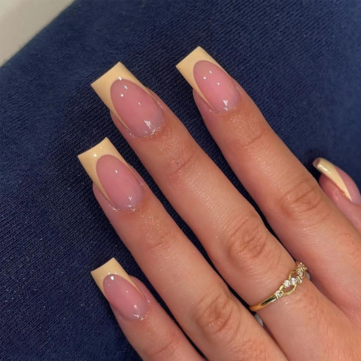 Long Trapezoid Press-On Nails — 24 Piece Resin Set with Application Kit