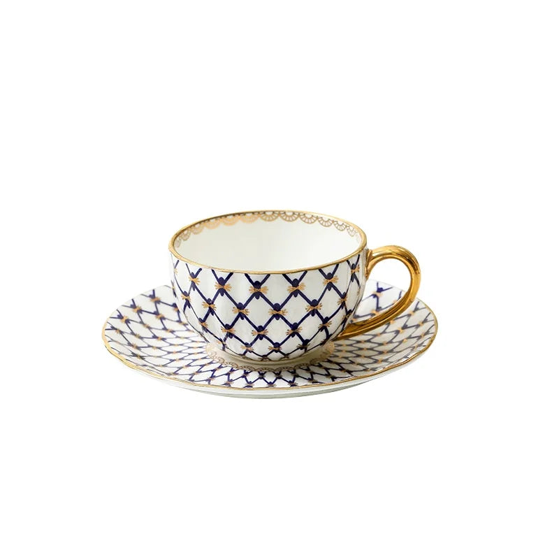 PDQ Nordic Style Bone China Coffee Cup — Elegant Gold Handle Ceramic Tea Cup