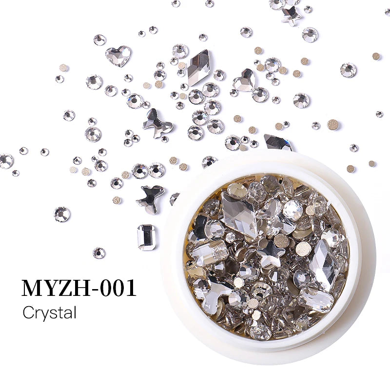 MagiBling Nail Art Rhinestone Kit — Mixed Size Crystal Gemstones for 3D Nail Design