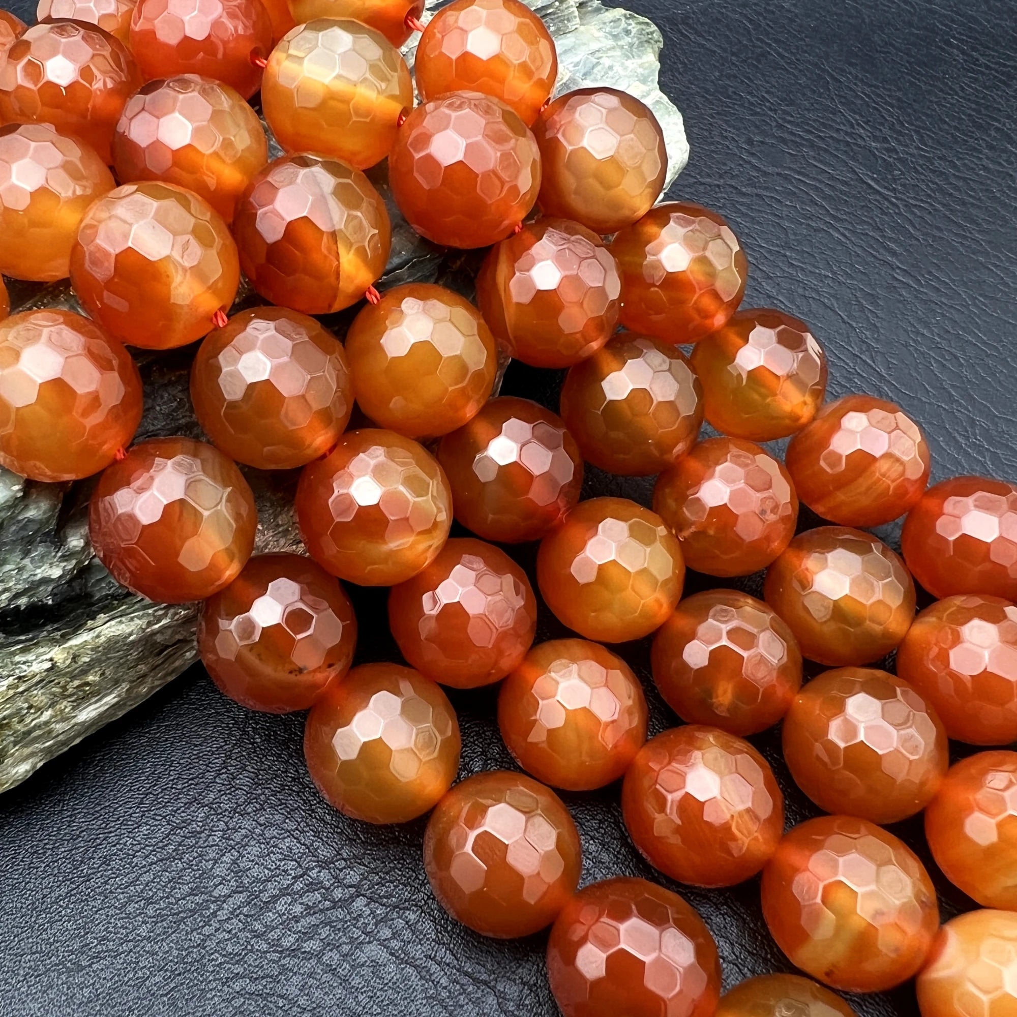MARUCOL Natural Red Agate Faceted Beads — 14mm Loose Stone Nuggets for Jewelry Making