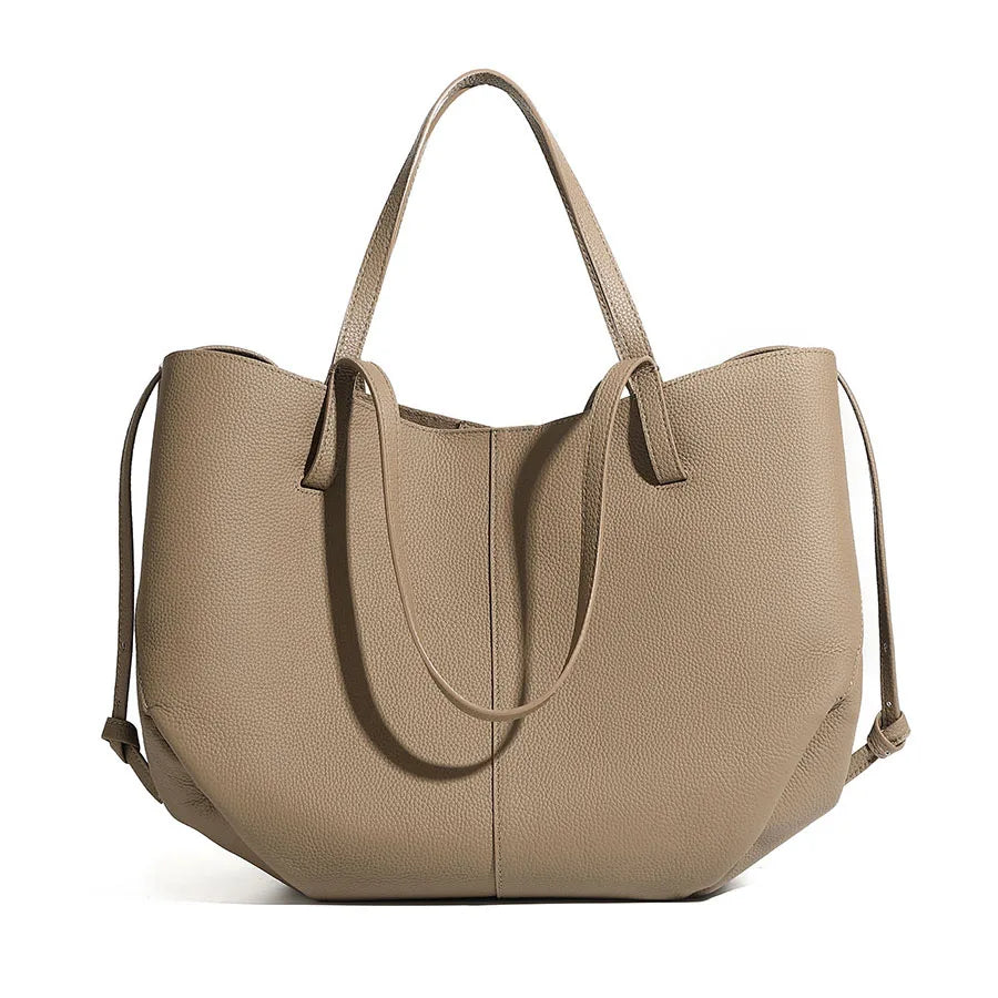 SPRINGOUT Women's Cowhide Tote Bag — Versatile Leather Handbag for Travel