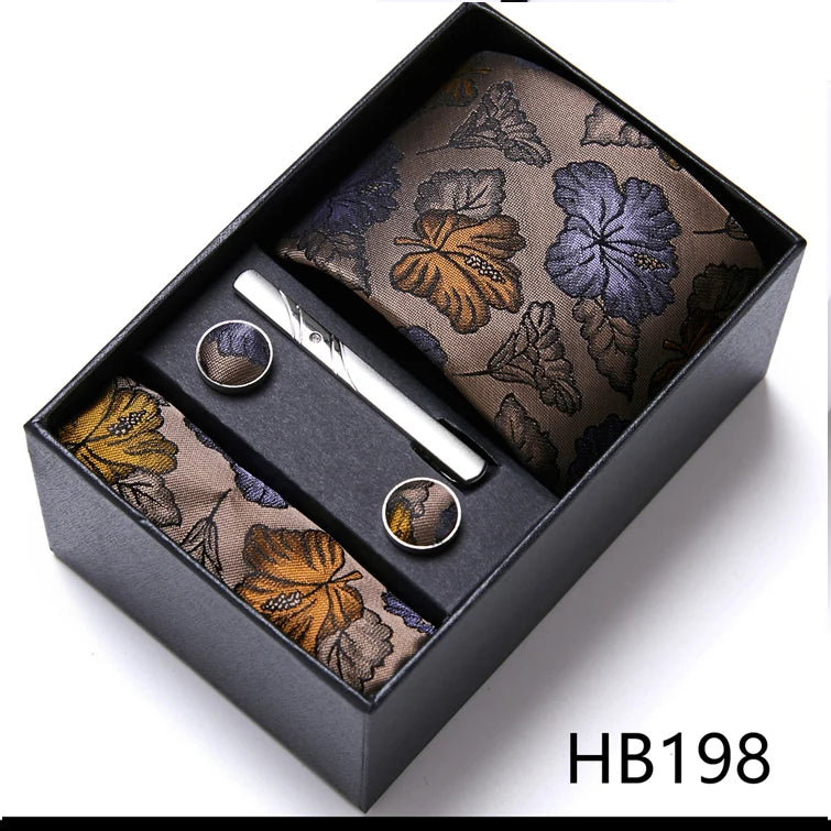 VanGise Men's Necktie Set — Business Tie, Cufflinks, and Pocket Square Kit