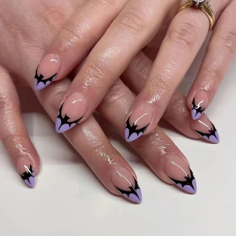 Halloween Almond Press On Nails — Spooky Blood Art False Nail Set