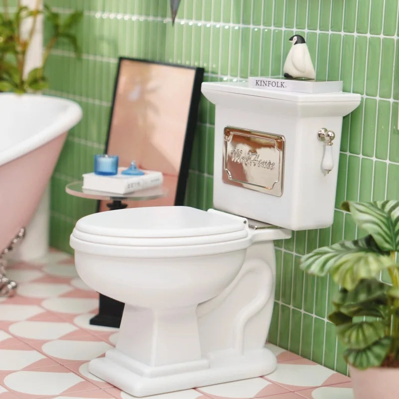 Retro Dollhouse Miniature Toilet — 1/6 Scale Bathroom Decor Accessory