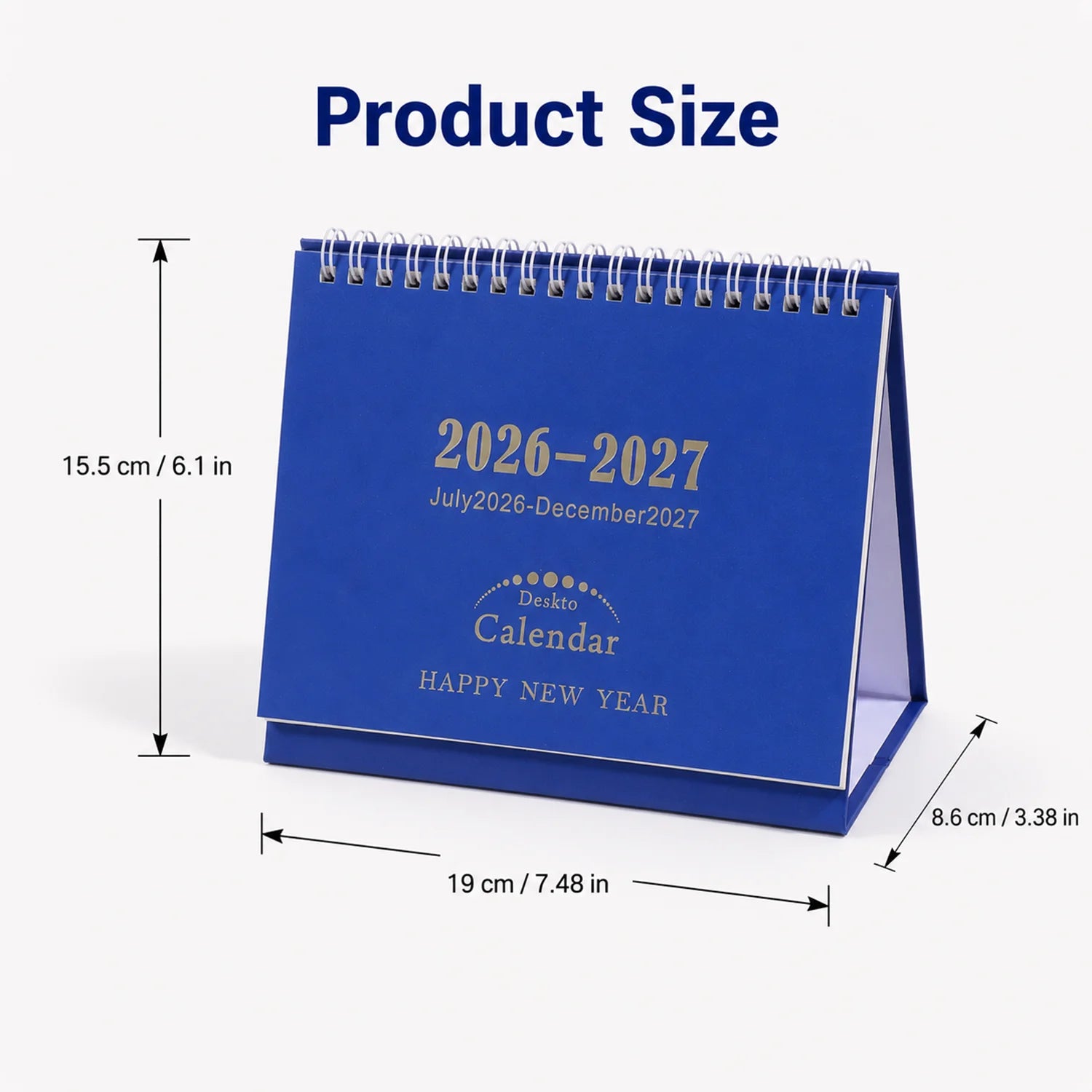 18-Month Desk Calendar — Foldable Stand & Gold Stamped Hard Cover
