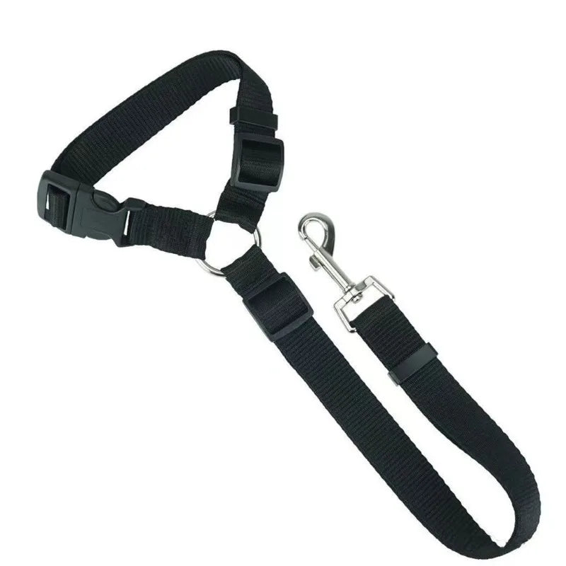 Two-in-One Pet Car Seat Belt — Adjustable Nylon Leash & Safety Tether