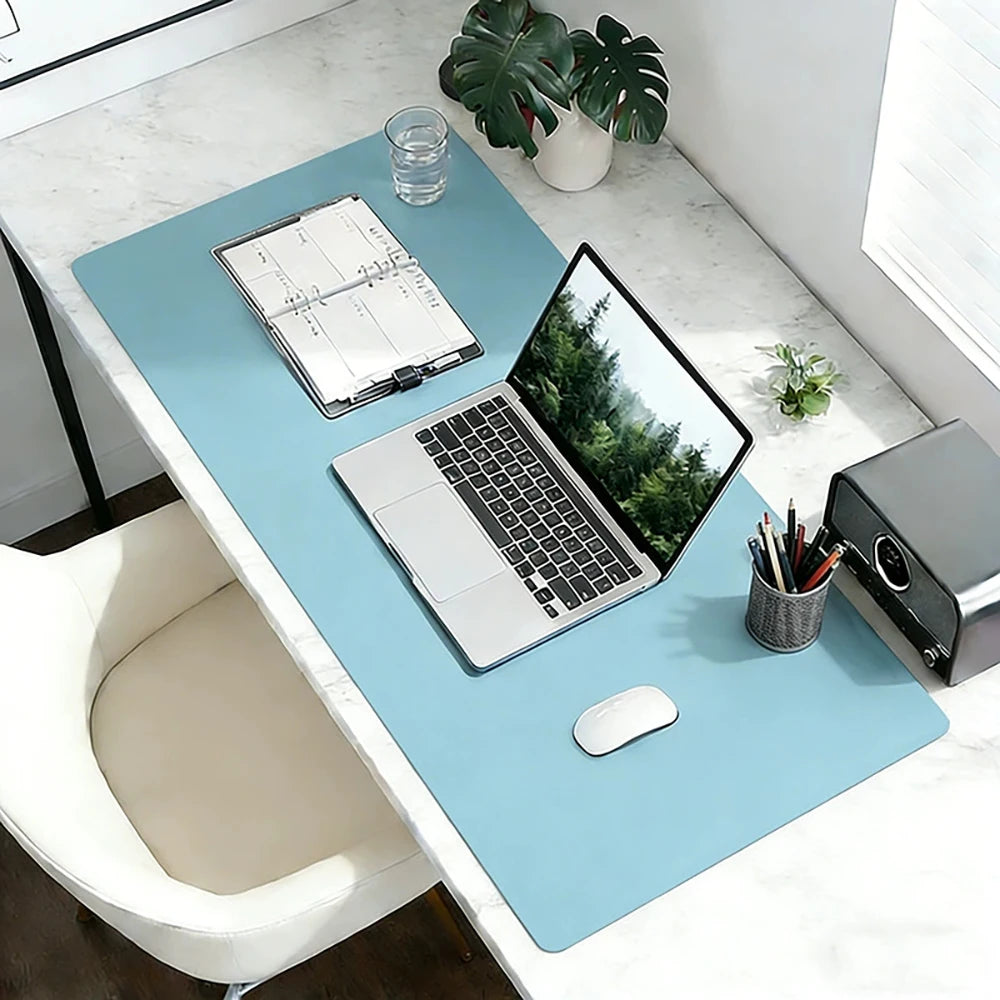 Large Brown Leather Desk Mat — Waterproof Workspace Protector