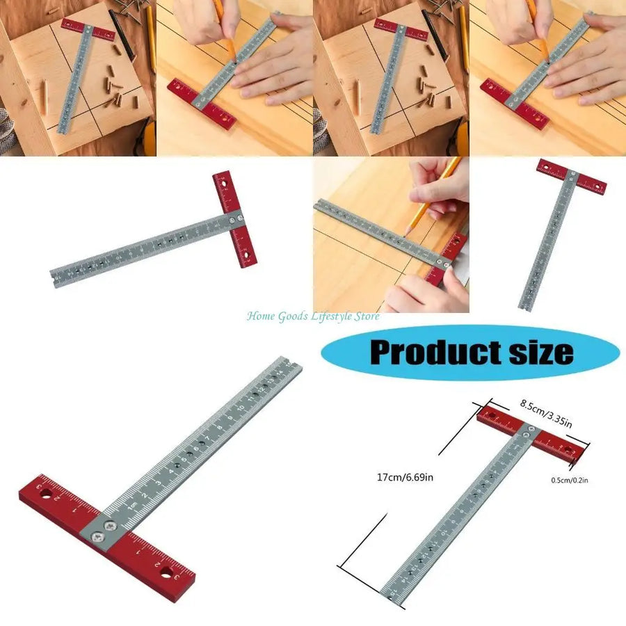 Aluminum Alloy Drafting T Square Ruler — Precise Measuring Tool for Woodworking