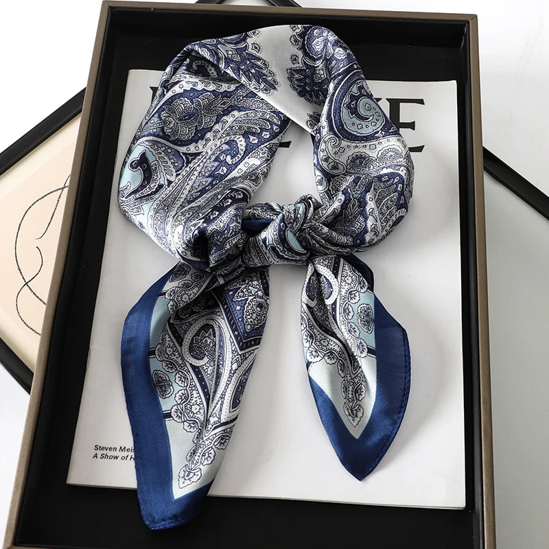 SENAIFEI Printed Silk Scarf — Luxury Square Shawl & Decorative Headband
