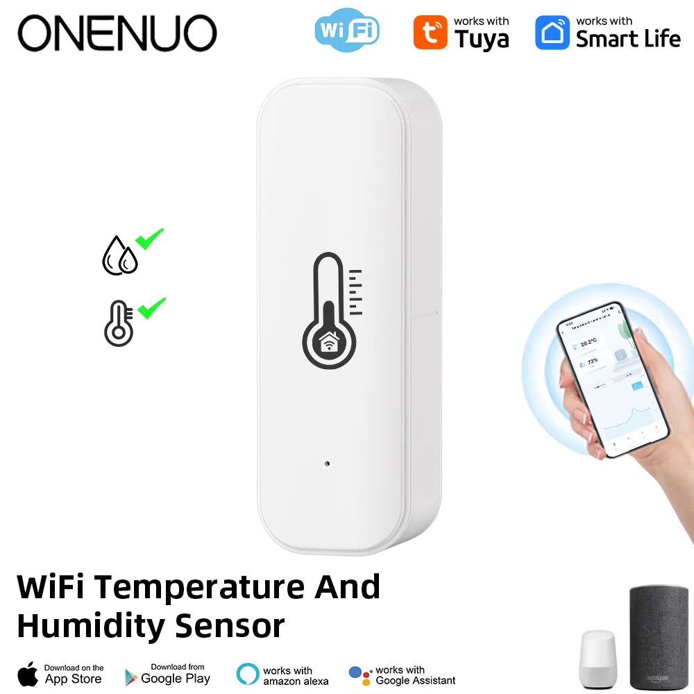 ONENUO Smart WiFi Temperature and Humidity Sensor — Waterproof Indoor/Outdoor Monitor