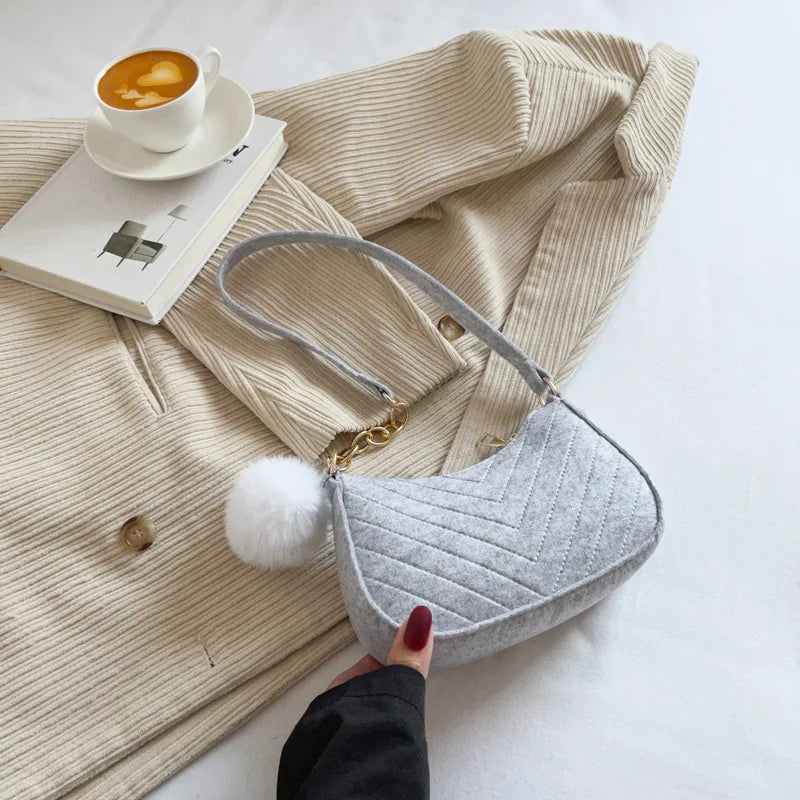 molfmy Felt Mini Shoulder Bag — Chic Crescent Saddlebag for Women