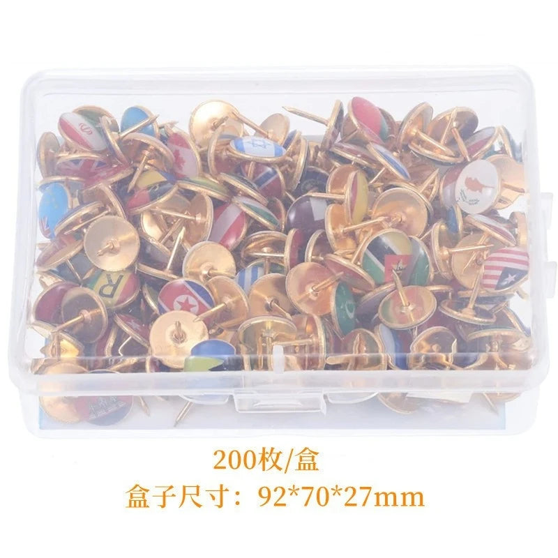 Multifunctional National Flag Push Pins — Decorative Map & Bulletin Board Tacks