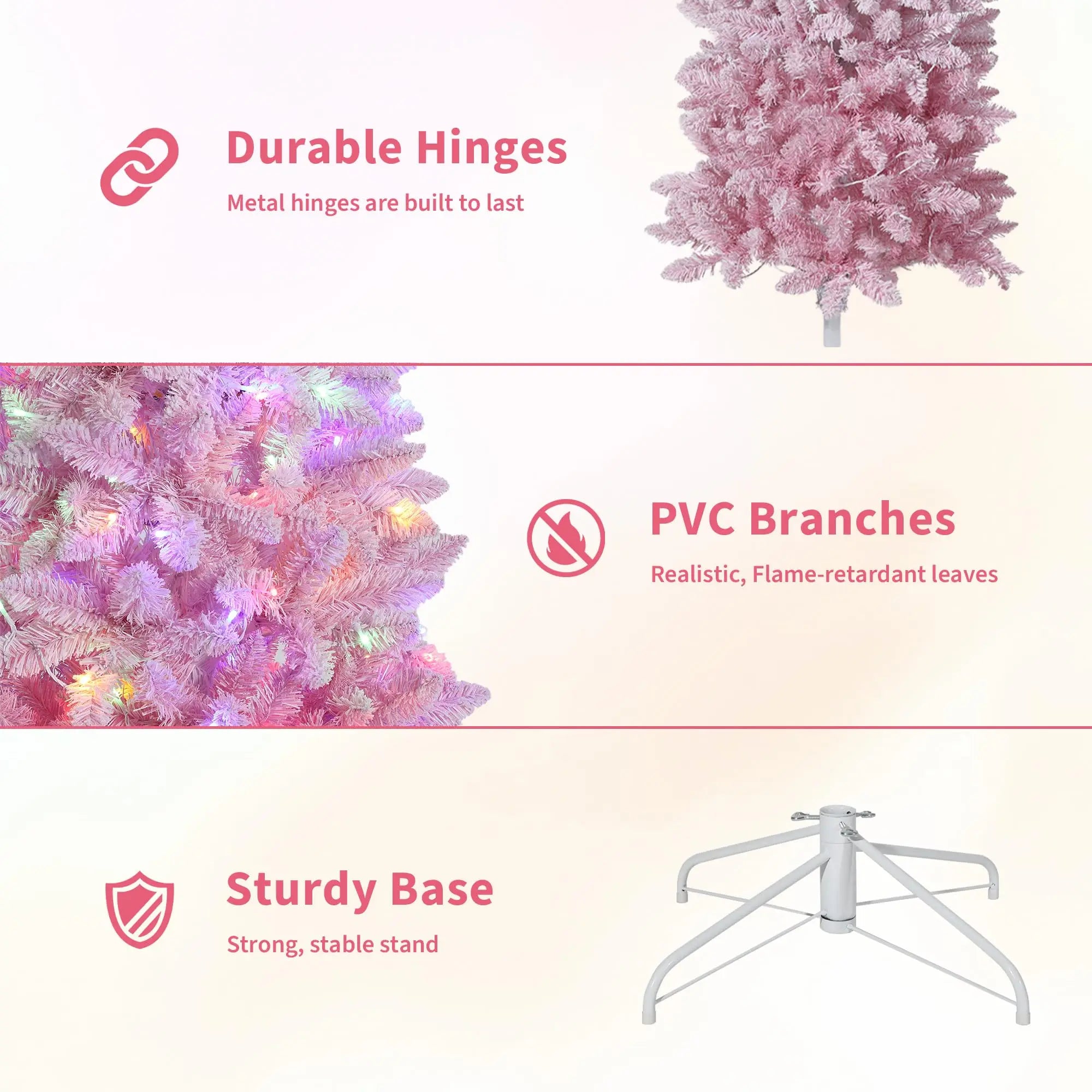 GAOMON 6ft Slim Pencil Christmas Tree — Pink and White Gradient Ombre Decor
