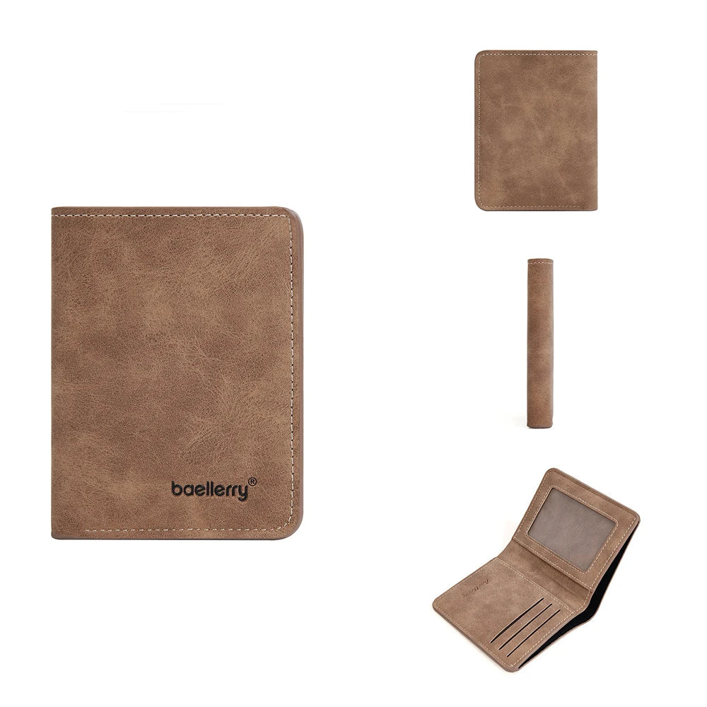 Baellerry Men's PU Leather Wallet — Slim Minimalist Front Pocket Money Clip