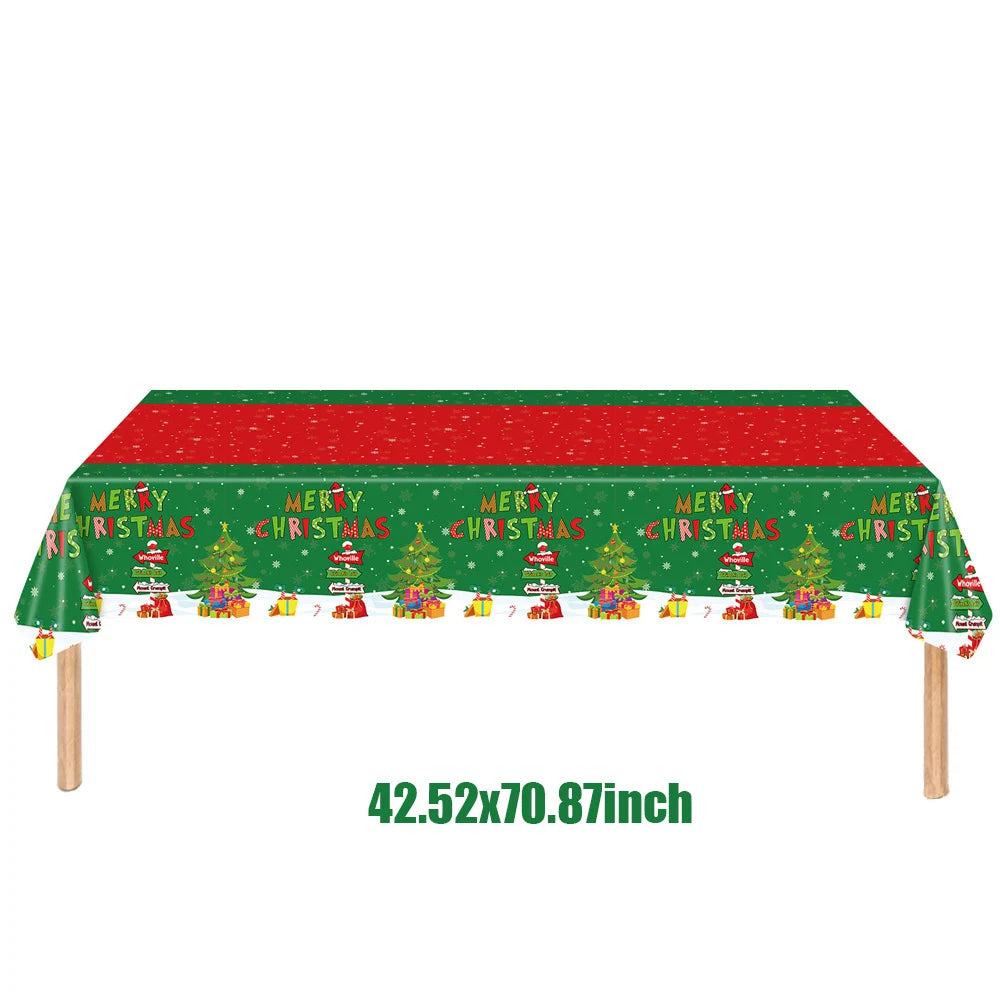 Festive Green Christmas Tableware Set — Disposable Party Supplies