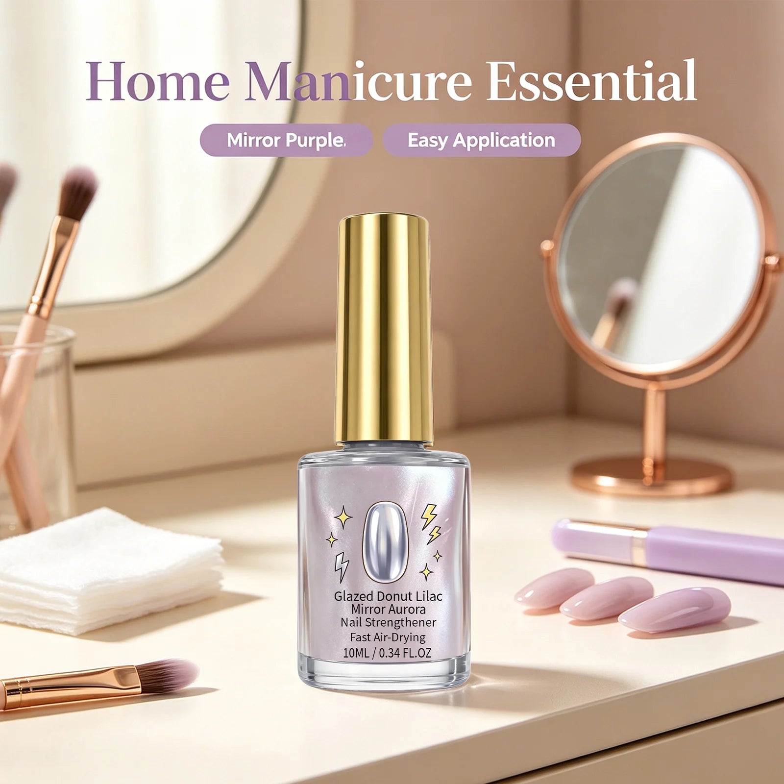 Purple Metallic Gel Nail Polish — Mirror Effect Aurora Finish, Quick Dry