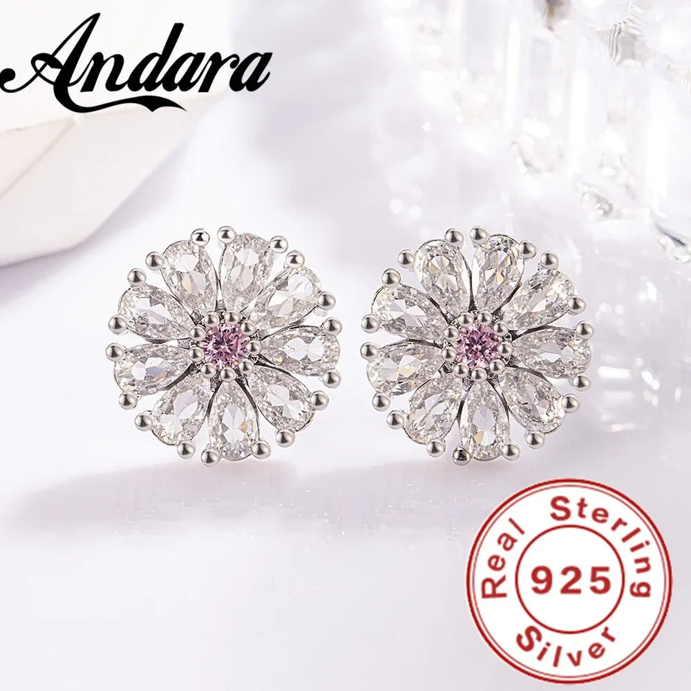 925 Sterling Silver Sunflower Zircon Jewelry Set — Elegant Wedding Gift