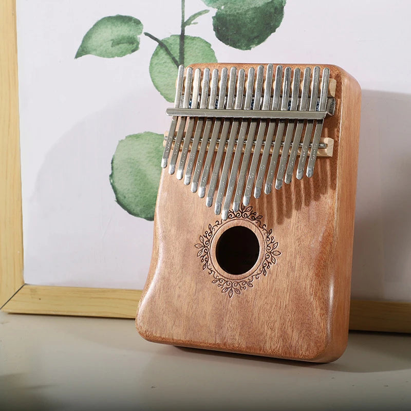 17 Key Kalimba Thumb Piano — Mahogany Wood Musical Instrument with Learning Book