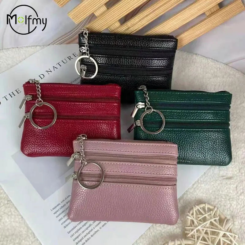 molfmy Compact Coin Purse — Lightweight Double-Layer Zipper Wallet