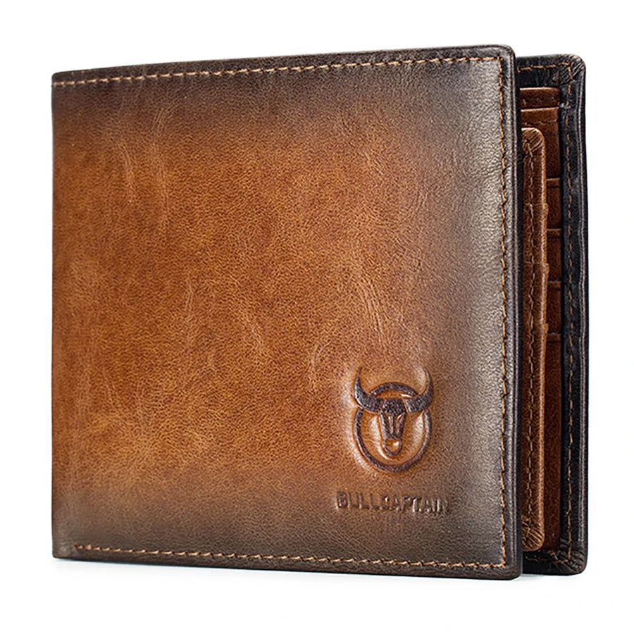 LUKZIJAES Genuine Leather Men's Wallet — Slim Retro Bifold with RFID Protection
