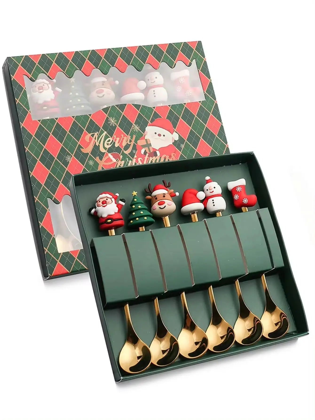 Christmas Themed Stainless Steel Cutlery Set — Decorative Santa Spoon and Fork