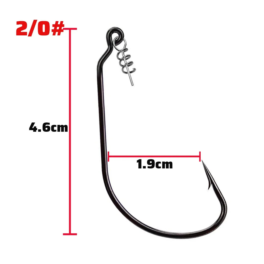 GOBAIT Screw Lock Offset Worm Hooks — Sharp Wide Gap Fishing Tackle