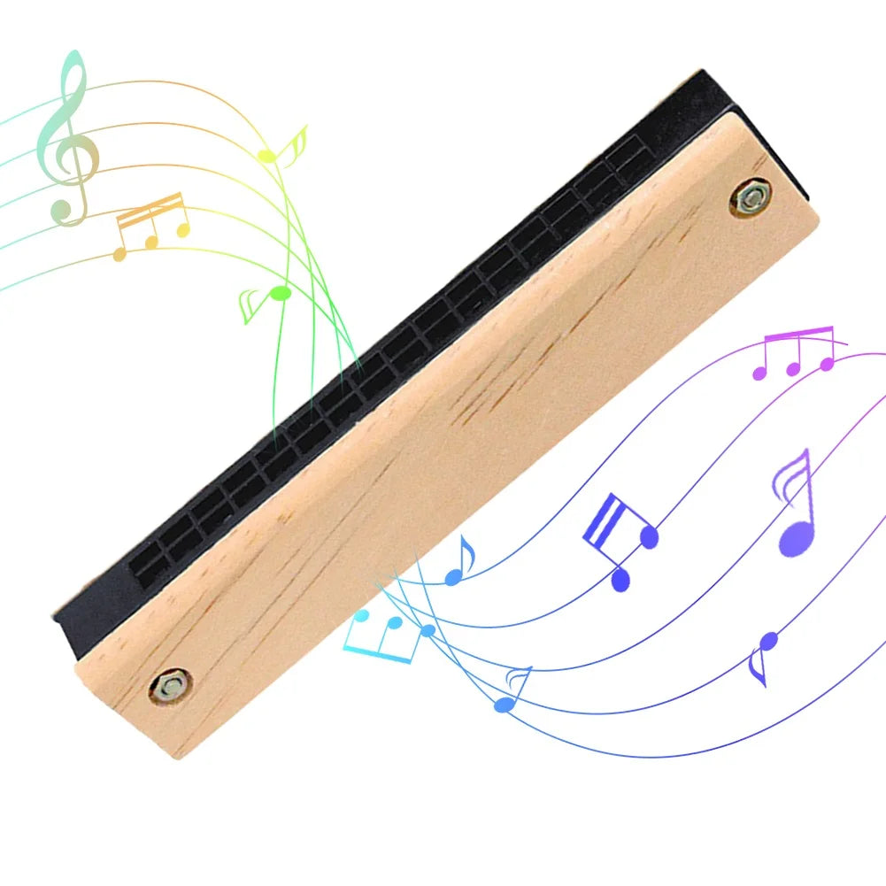 MEROCA Wooden 16-Hole Harmonica — Lightweight Musical Instrument for Beginners