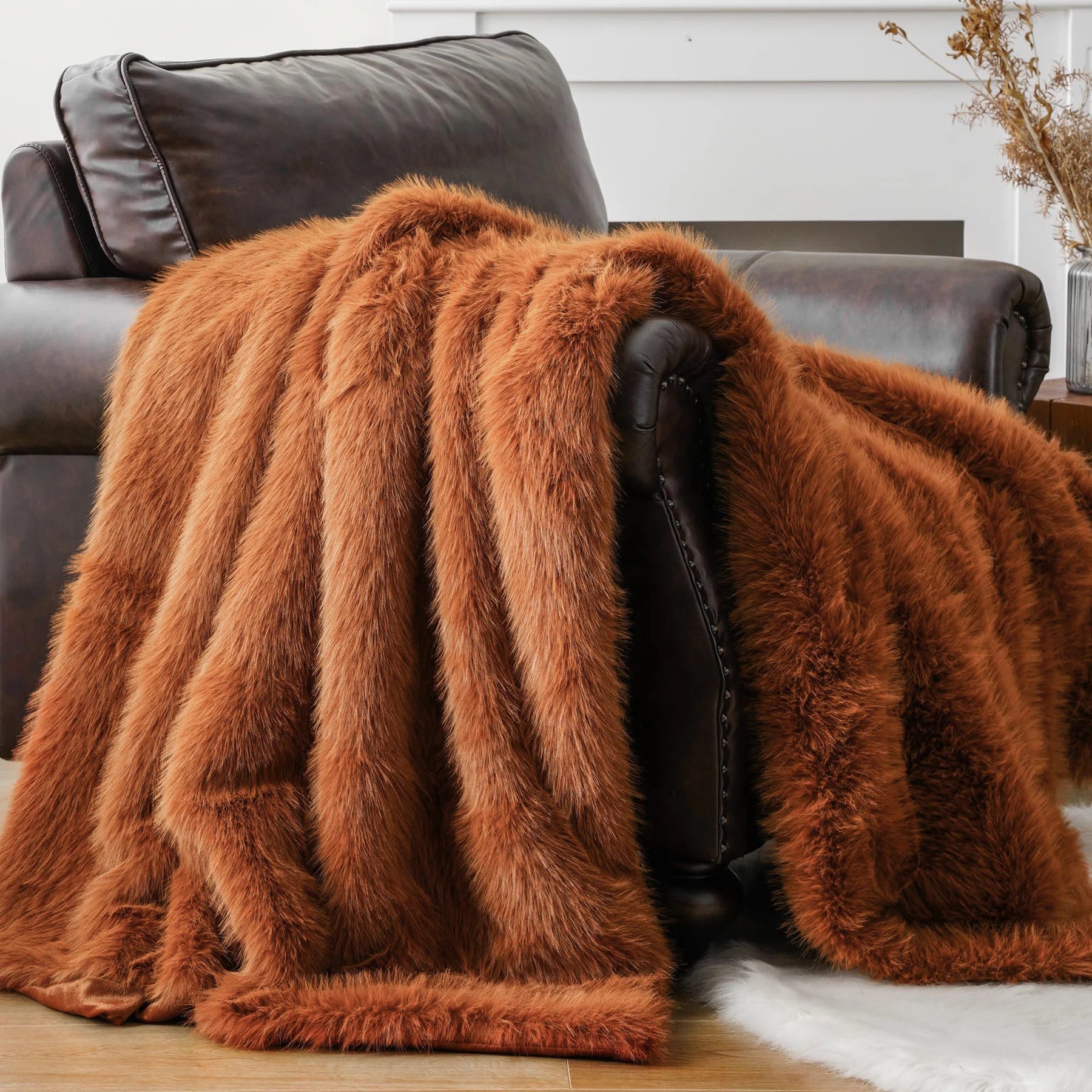 BATTILO Faux Fur Throw Blanket — Luxury Soft Mink Blanket for Bed and Sofa
