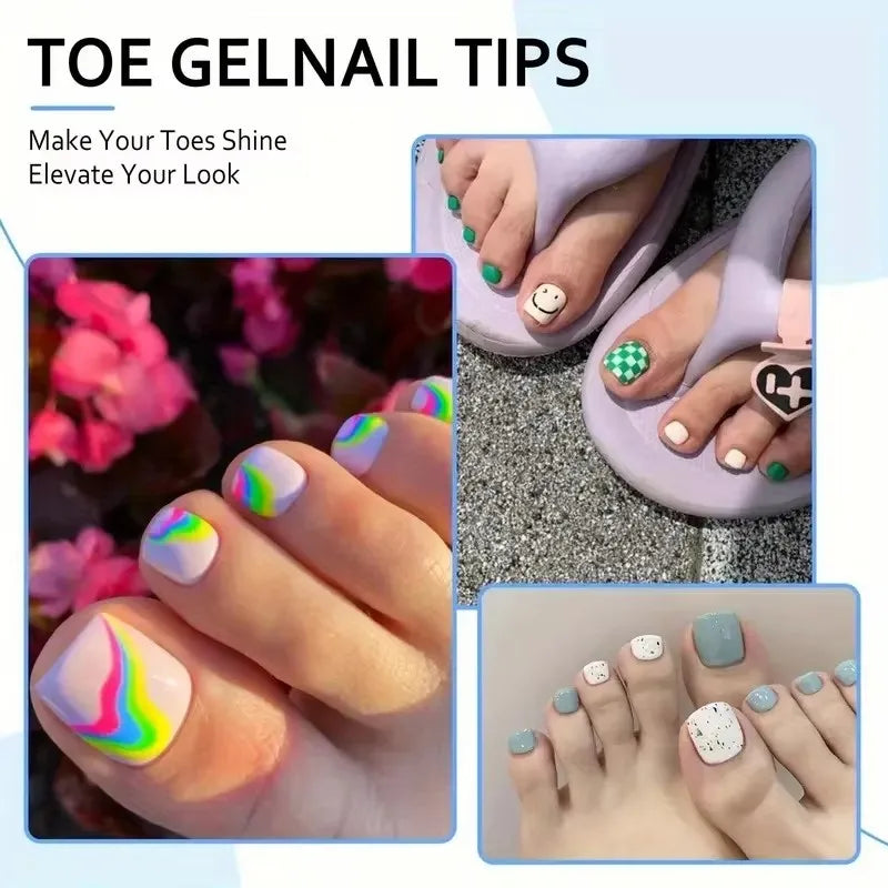 Transparent Press-On Toenails — Short Square Soft Gel Tips, 120 Pieces